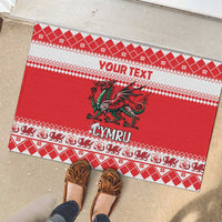 Personalized Wales Christmas Dragon Rubber Doormat Nadolig Llawen Red Version - Wonder Print Shop