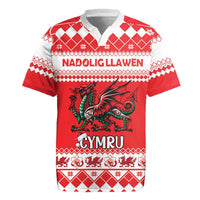 Personalized Wales Christmas Dragon Rugby Jersey Nadolig Llawen Red Version - Wonder Print Shop