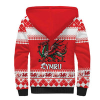 Personalized Wales Christmas Dragon Sherpa Hoodie Nadolig Llawen Red Version - Wonder Print Shop