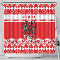 Personalized Wales Christmas Dragon Shower Curtain Nadolig Llawen Red Version - Wonder Print Shop