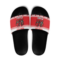 Personalized Wales Christmas Dragon Slide Sandals Nadolig Llawen Red Version - Wonder Print Shop