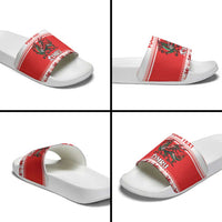 Personalized Wales Christmas Dragon Slide Sandals Nadolig Llawen Red Version - Wonder Print Shop