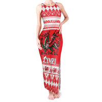 Personalized Wales Christmas Dragon Tank Maxi Dress Nadolig Llawen Red Version - Wonder Print Shop