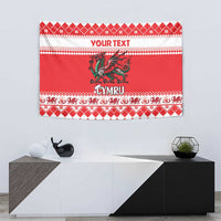 Personalized Wales Christmas Dragon Tapestry Nadolig Llawen Red Version - Wonder Print Shop