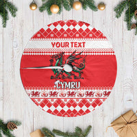Personalized Wales Christmas Dragon Tree Skirt Nadolig Llawen Red Version - Wonder Print Shop