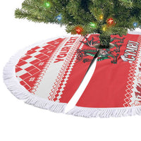 Personalized Wales Christmas Dragon Tree Skirt Nadolig Llawen Red Version - Wonder Print Shop