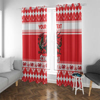 Personalized Wales Christmas Dragon Window Curtain Nadolig Llawen Red Version - Wonder Print Shop