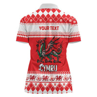 Personalized Wales Christmas Dragon Women Polo Shirt Nadolig Llawen Red Version - Wonder Print Shop