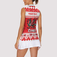 Personalized Wales Christmas Dragon Women Sleeveless Polo Shirt Nadolig Llawen Red Version - Wonder Print Shop
