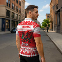 Personalized Wales Christmas Dragon Zipper Polo Shirt Nadolig Llawen Red Version - Wonder Print Shop