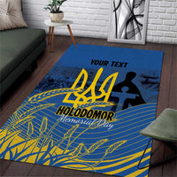 Personalized Holodomor Memorial Day Area Rug Ukrainian Trident And Wheat Remembrance - Wonder Print Shop