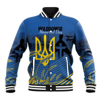 Personalized Holodomor Memorial Day Baseball Jacket Ukrainian Trident And Wheat Remembrance - Wonder Print Shop