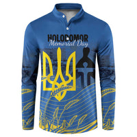 Personalized Holodomor Memorial Day Button Sweatshirt Ukrainian Trident And Wheat Remembrance - Wonder Print Shop