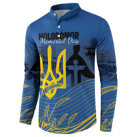 Personalized Holodomor Memorial Day Button Sweatshirt Ukrainian Trident And Wheat Remembrance - Wonder Print Shop