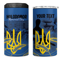 Personalized Holodomor Memorial Day 4 in 1 Can Cooler Tumbler Ukrainian Trident And Wheat Remembrance - Wonder Print Shop