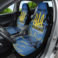Personalized Holodomor Memorial Day Car Seat Cover Ukrainian Trident And Wheat Remembrance - Wonder Print Shop