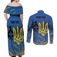 Personalized Holodomor Memorial Day Couples Matching Off Shoulder Maxi Dress and Long Sleeve Button Shirt Ukrainian Trident And Wheat Remembrance - Wonder Print Shop
