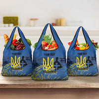 Personalized Holodomor Memorial Day Grocery Bag Ukrainian Trident And Wheat Remembrance - Wonder Print Shop