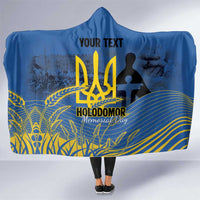 Personalized Holodomor Memorial Day Hooded Blanket Ukrainian Trident And Wheat Remembrance - Wonder Print Shop