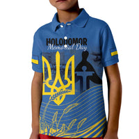 Personalized Holodomor Memorial Day Kid Polo Shirt Ukrainian Trident And Wheat Remembrance - Wonder Print Shop
