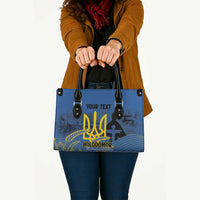 Personalized Holodomor Memorial Day Leather Bag Ukrainian Trident And Wheat Remembrance - Wonder Print Shop