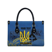 Personalized Holodomor Memorial Day Leather Bag Ukrainian Trident And Wheat Remembrance - Wonder Print Shop