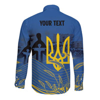 Personalized Holodomor Memorial Day Long Sleeve Button Shirt Ukrainian Trident And Wheat Remembrance - Wonder Print Shop