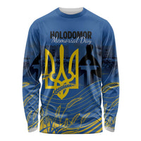 Personalized Holodomor Memorial Day Long Sleeve Shirt Ukrainian Trident And Wheat Remembrance - Wonder Print Shop