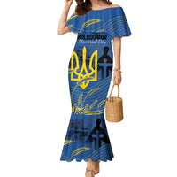 Personalized Holodomor Memorial Day Mermaid Dress Ukrainian Trident And Wheat Remembrance - Wonder Print Shop