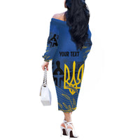 Personalized Holodomor Memorial Day Off The Shoulder Long Sleeve Dress Ukrainian Trident And Wheat Remembrance - Wonder Print Shop