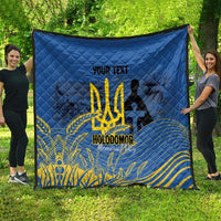 Personalized Holodomor Memorial Day Quilt Ukrainian Trident And Wheat Remembrance - Wonder Print Shop