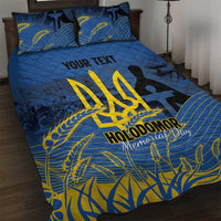 Personalized Holodomor Memorial Day Quilt Bed Set Ukrainian Trident And Wheat Remembrance - Wonder Print Shop