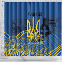 Personalized Holodomor Memorial Day Shower Curtain Ukrainian Trident And Wheat Remembrance - Wonder Print Shop