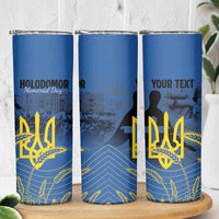 Personalized Holodomor Memorial Day Skinny Tumbler Ukrainian Trident And Wheat Remembrance - Wonder Print Shop