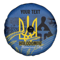 Personalized Holodomor Memorial Day Spare Tire Cover Ukrainian Trident And Wheat Remembrance - Wonder Print Shop