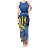 Personalized Holodomor Memorial Day Tank Maxi Dress Ukrainian Trident And Wheat Remembrance - Wonder Print Shop