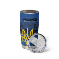 Personalized Holodomor Memorial Day Tumbler Cup Ukrainian Trident And Wheat Remembrance - Wonder Print Shop