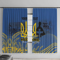 Personalized Holodomor Memorial Day Window Curtain Ukrainian Trident And Wheat Remembrance - Wonder Print Shop