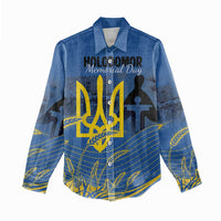 Personalized Holodomor Memorial Day Women Casual Shirt Ukrainian Trident And Wheat Remembrance - Wonder Print Shop