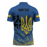 Personalized Holodomor Memorial Day Zipper Polo Shirt Ukrainian Trident And Wheat Remembrance - Wonder Print Shop