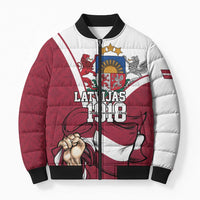 Personalized Latvia Independence Day Bomber Puffer Jacket 18th November 1918 - Wonder Print Shop