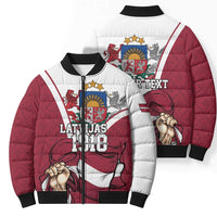 Personalized Latvia Independence Day Bomber Puffer Jacket 18th November 1918 - Wonder Print Shop