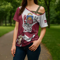 Personalized Latvia Independence Day Cross Shoulder Shirt 18th November 1918 - Wonder Print Shop
