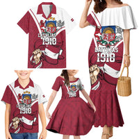 Personalized Latvia Independence Day Family Matching Mermaid Dress and Hawaiian Shirt 18th November 1918 - Wonder Print Shop