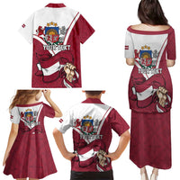 Personalized Latvia Independence Day Family Matching Puletasi and Hawaiian Shirt 18th November 1918 - Wonder Print Shop
