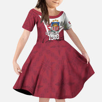 Personalized Latvia Independence Day Kid Short Sleeve Dress 18th November 1918 - Wonder Print Shop
