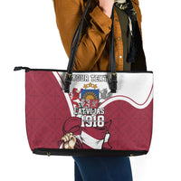 Personalized Latvia Independence Day Leather Tote Bag 18th November 1918 - Wonder Print Shop