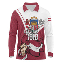 Personalized Latvia Independence Day Long Sleeve Polo Shirt 18th November 1918 - Wonder Print Shop