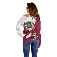 Personalized Latvia Independence Day Off Shoulder Sweater 18th November 1918 - Wonder Print Shop