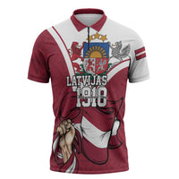 Personalized Latvia Independence Day Zipper Polo Shirt 18th November 1918 - Wonder Print Shop